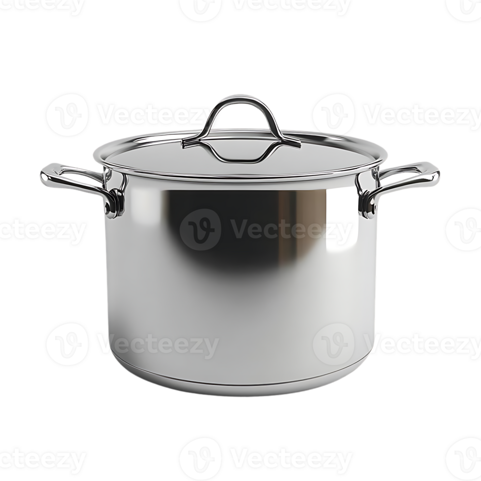 Shiny Stainless Steel Pot with Transparent Background, Perfect for Cooking Delicious Meals png
