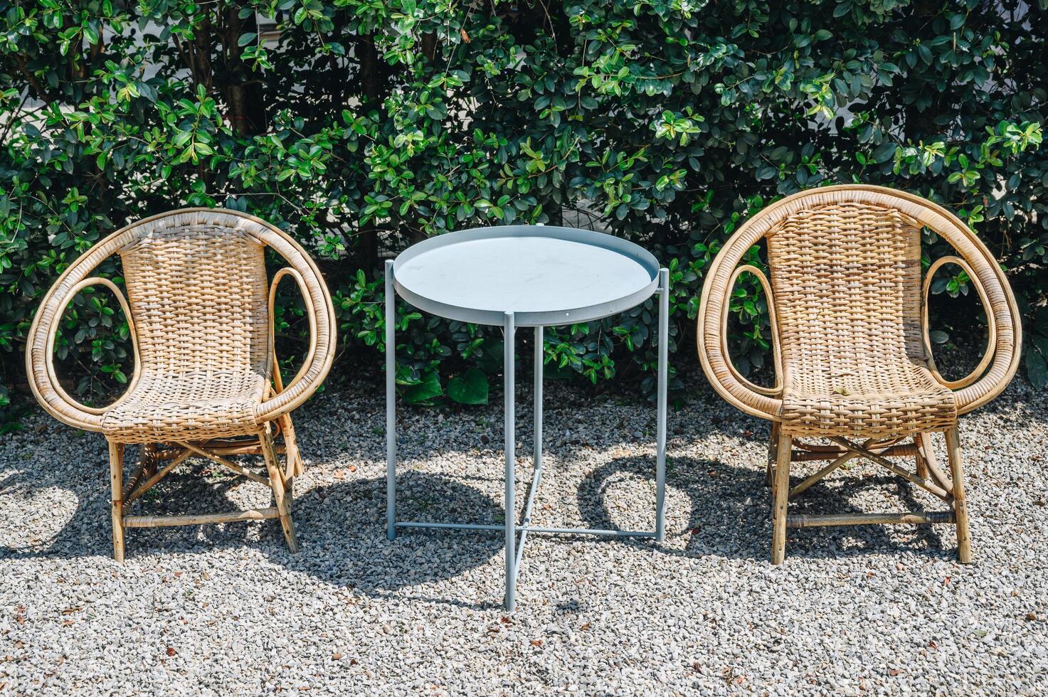 An empty chairs without nobody sitting on it, keep spaced between each chairs make separate for social distancing to avoid spreading of Covid-19. Social distance concept. photo