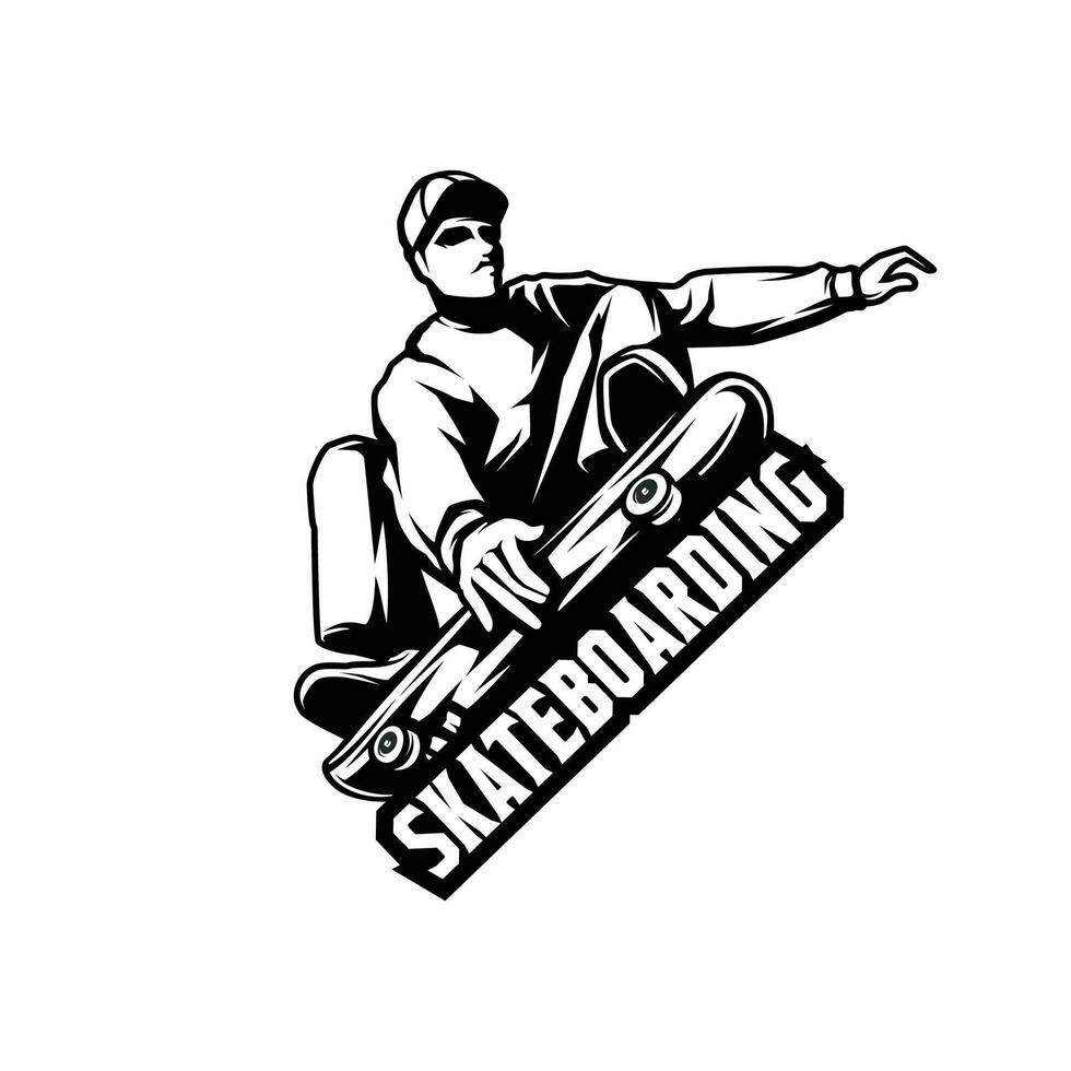 Skateboard Logo Design. Skateboard Sticker Illustration design template vector