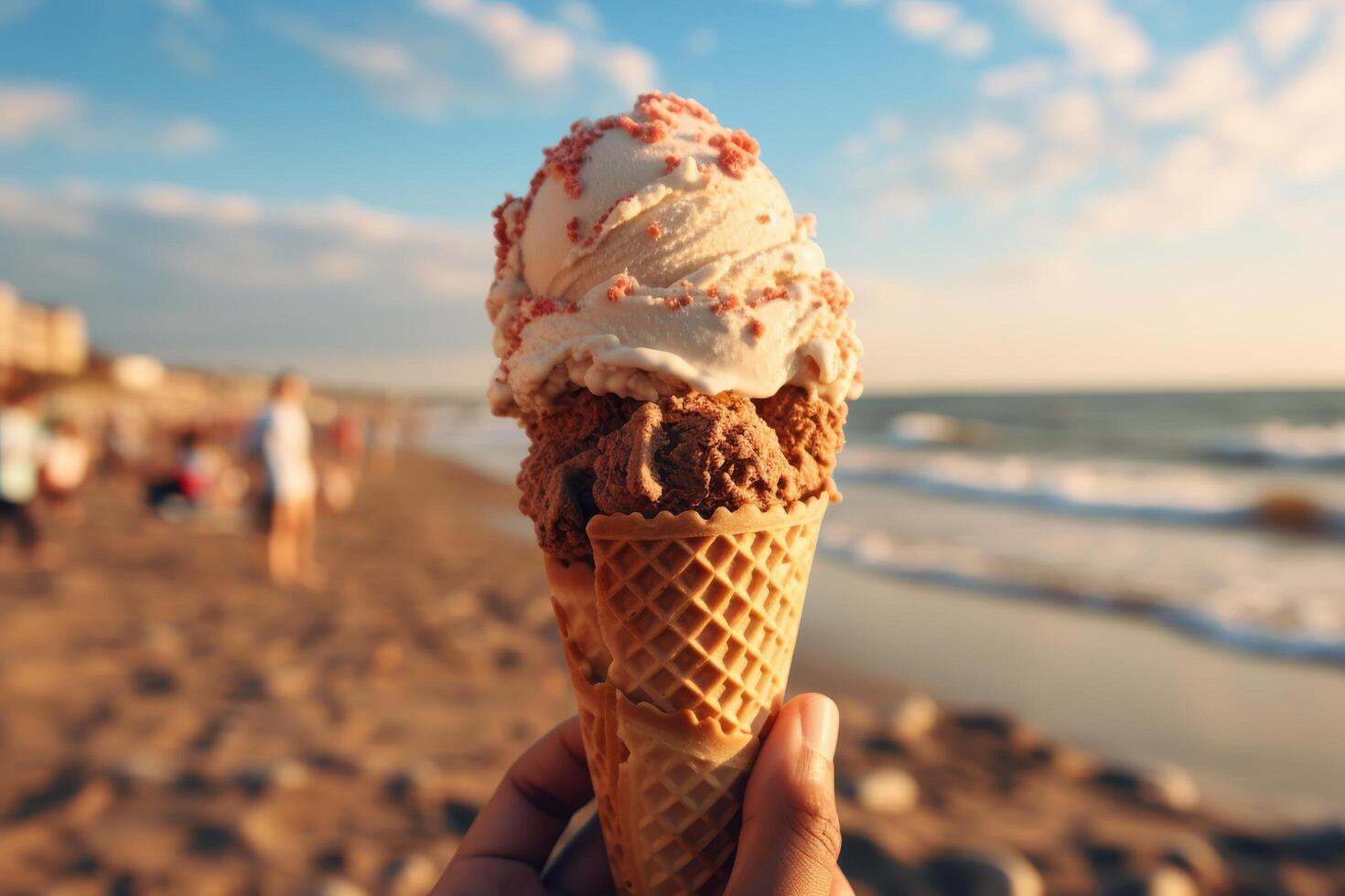 Cone Ice Cream on a Beach Day photo