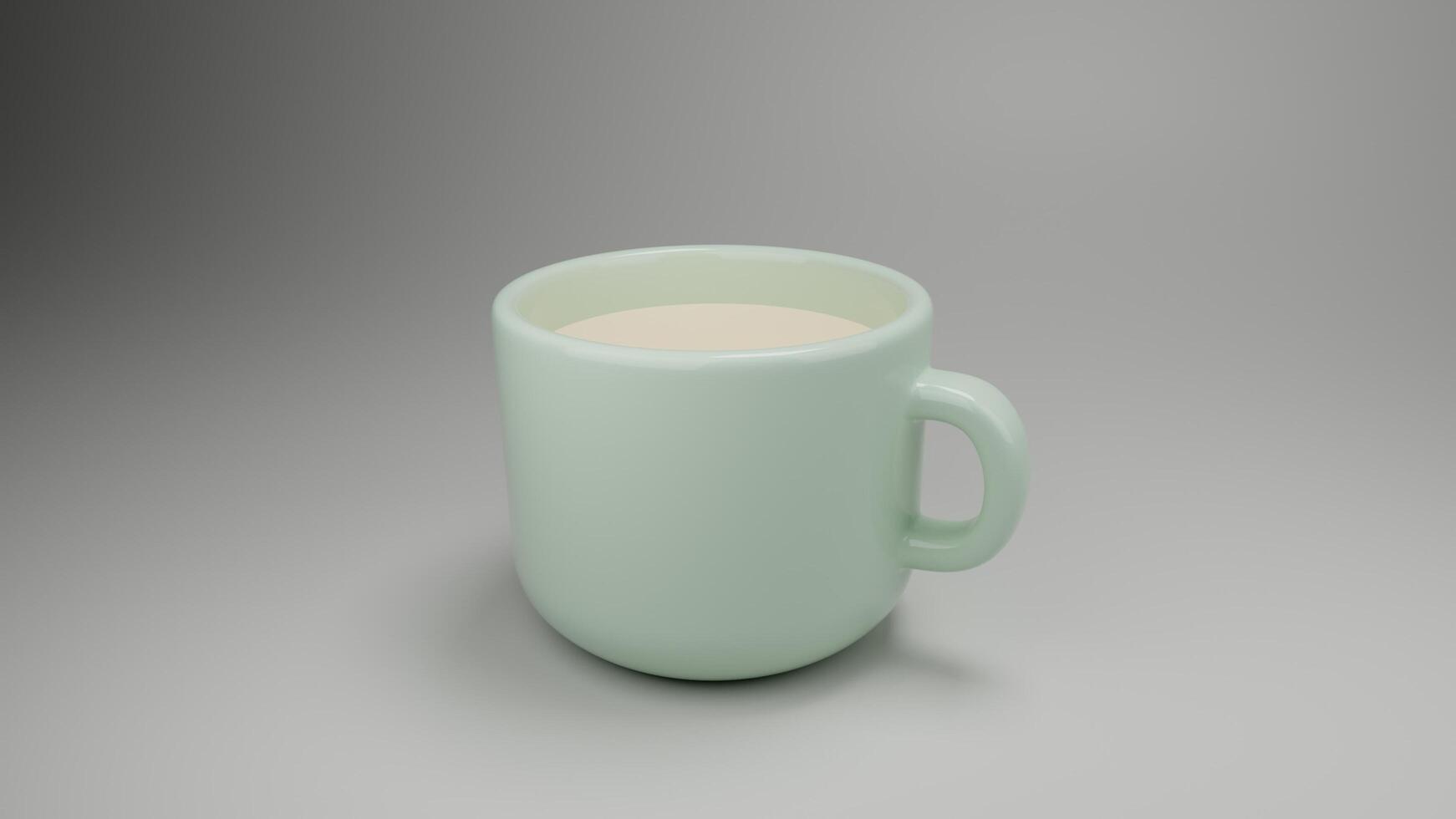 a green cup with a handle on a gray surface photo