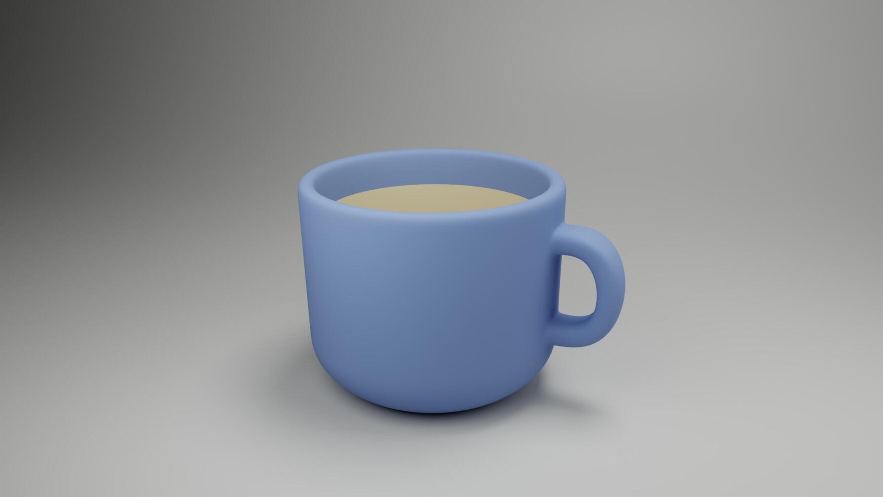 a blue cup with a yellow handle on a gray surface photo