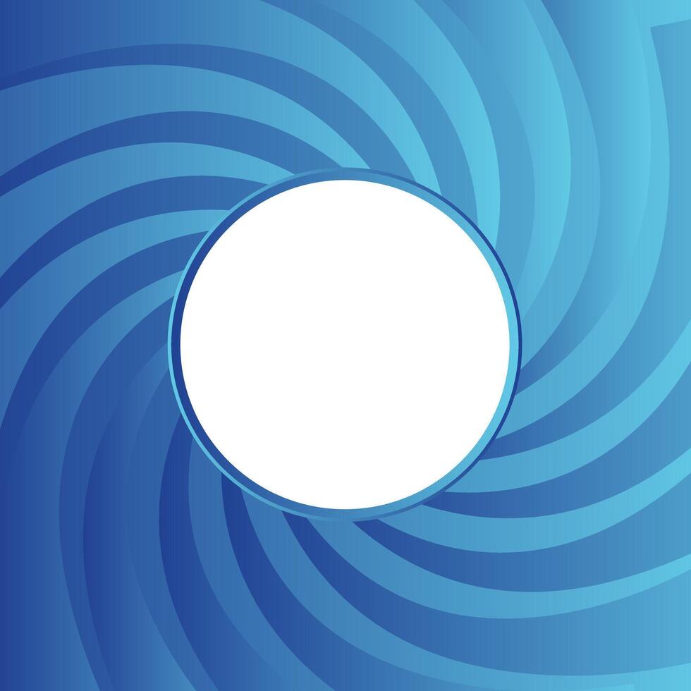 Abstract white circle on blue spiral line background. Round shape camera shutter frame with translucent waves isolated object. illustration of design element for logo concept website backdrop vector