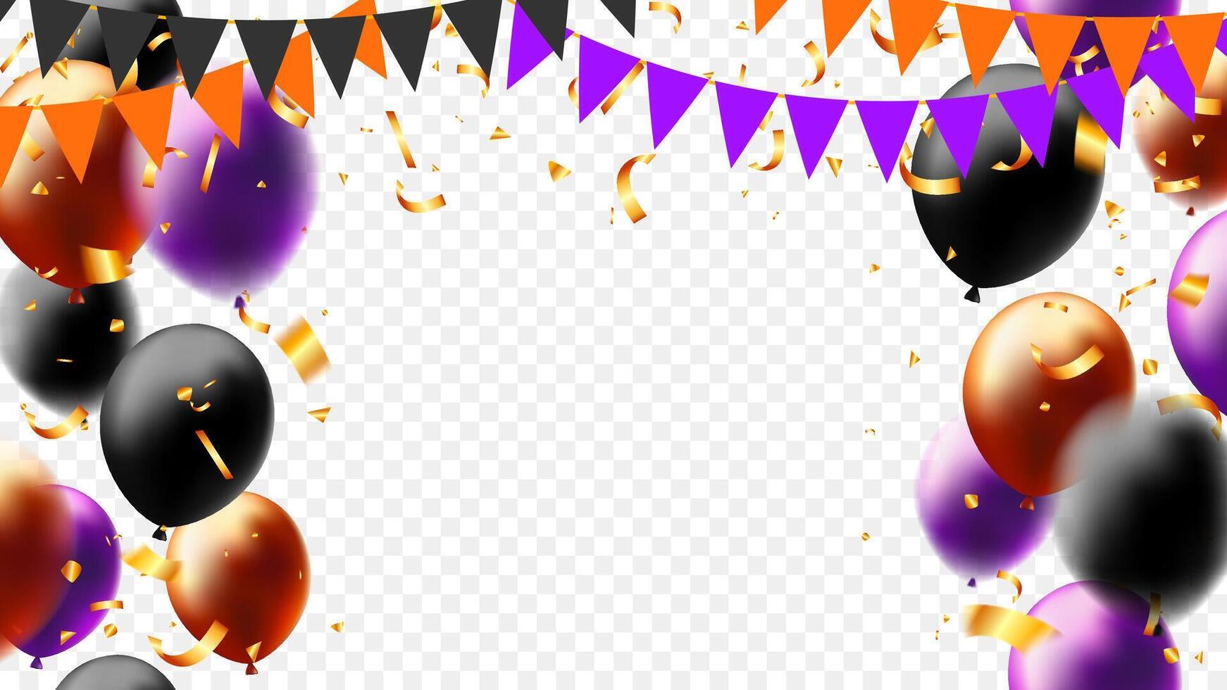 balloons, paper flag garland and confetti element decoration backdrop fair season vector