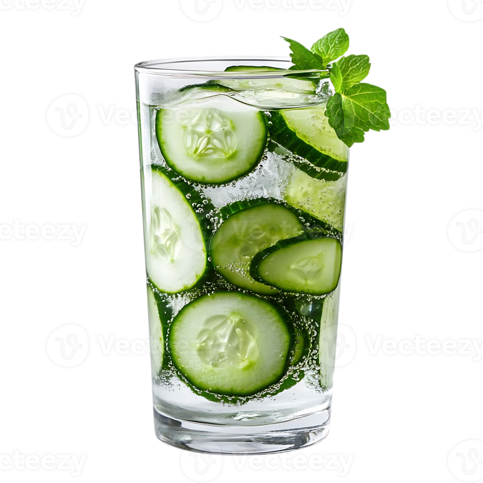 Cucumber and Mint Infused Water, a Refreshing Summer Beverage with a Transparent Background png
