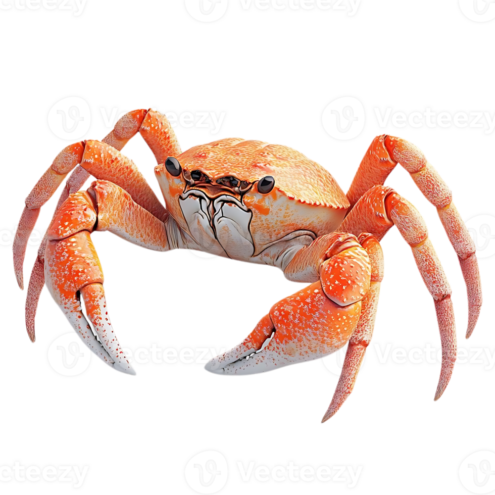 Orange Crab with Transparent Background, A Detailed Look at a Crustacean with Sharp Claws png