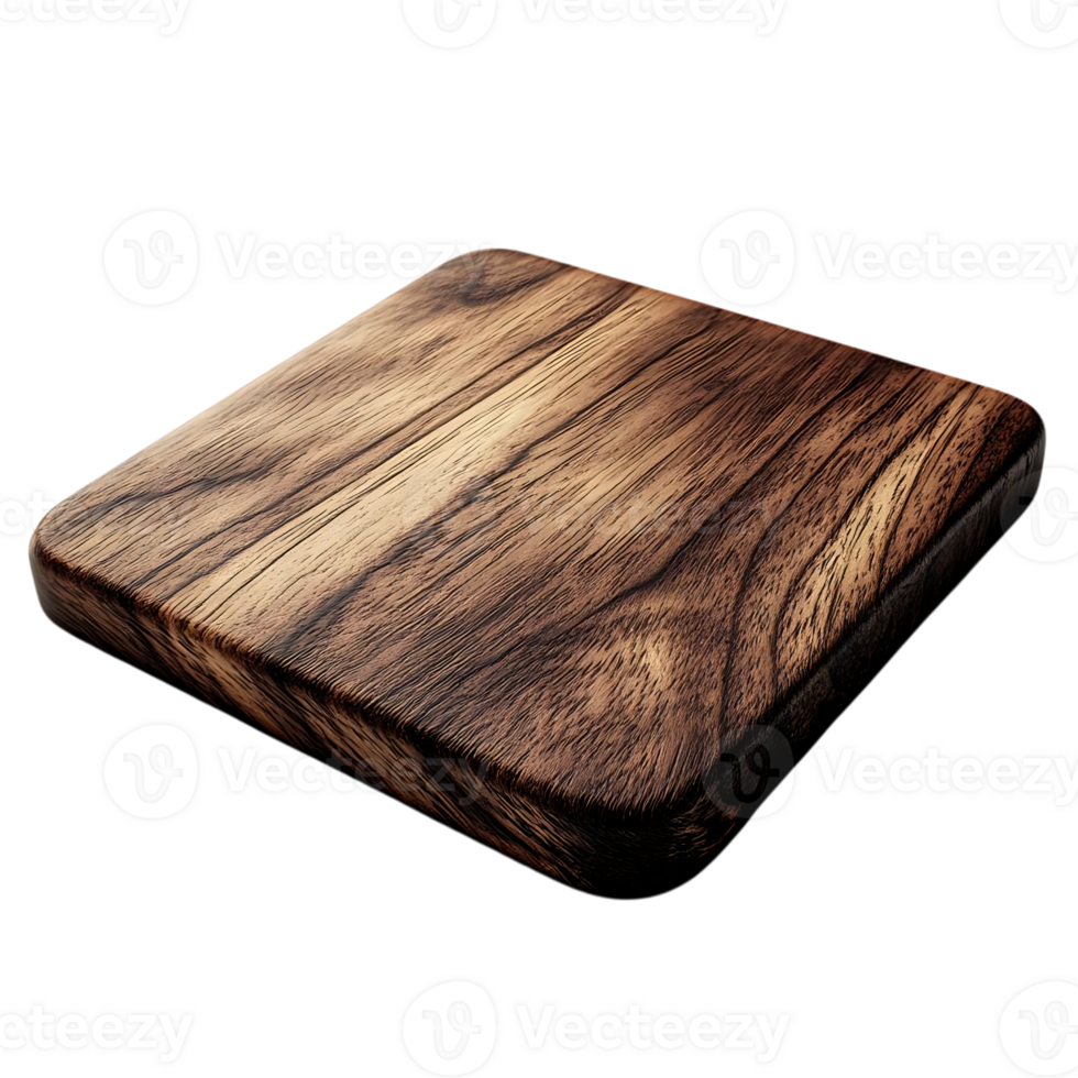 Dark Wood Cutting Board with a Transparent Background, Ideal for Displaying Products or Recipes png