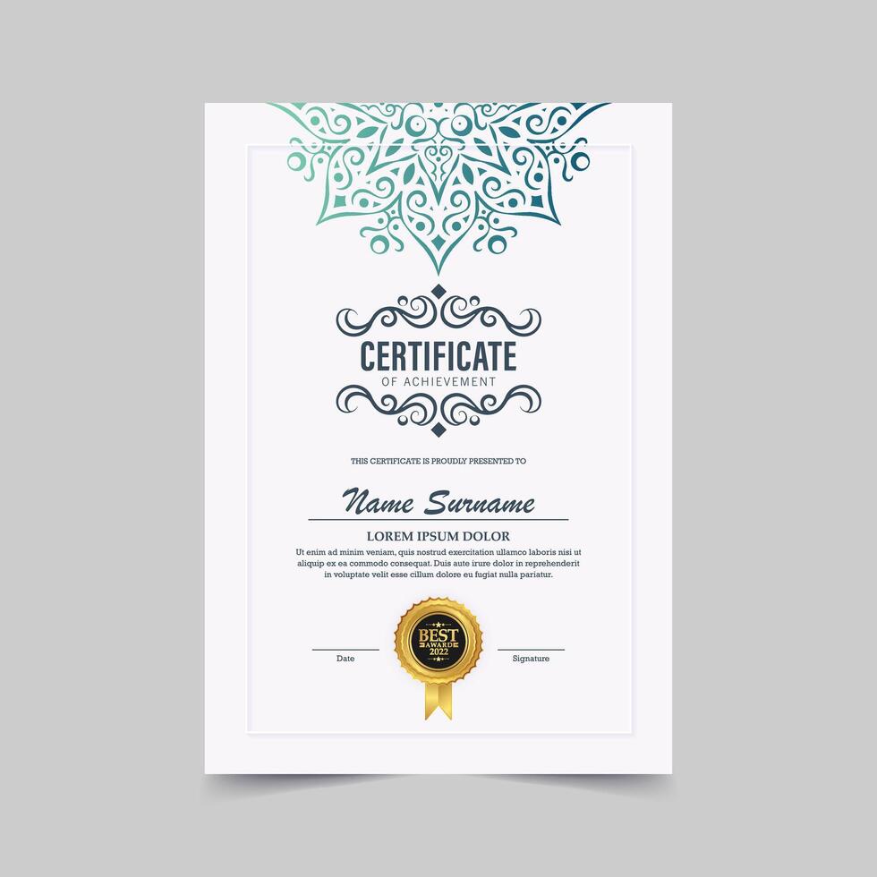 colorful islamic ramadan award certificate vector