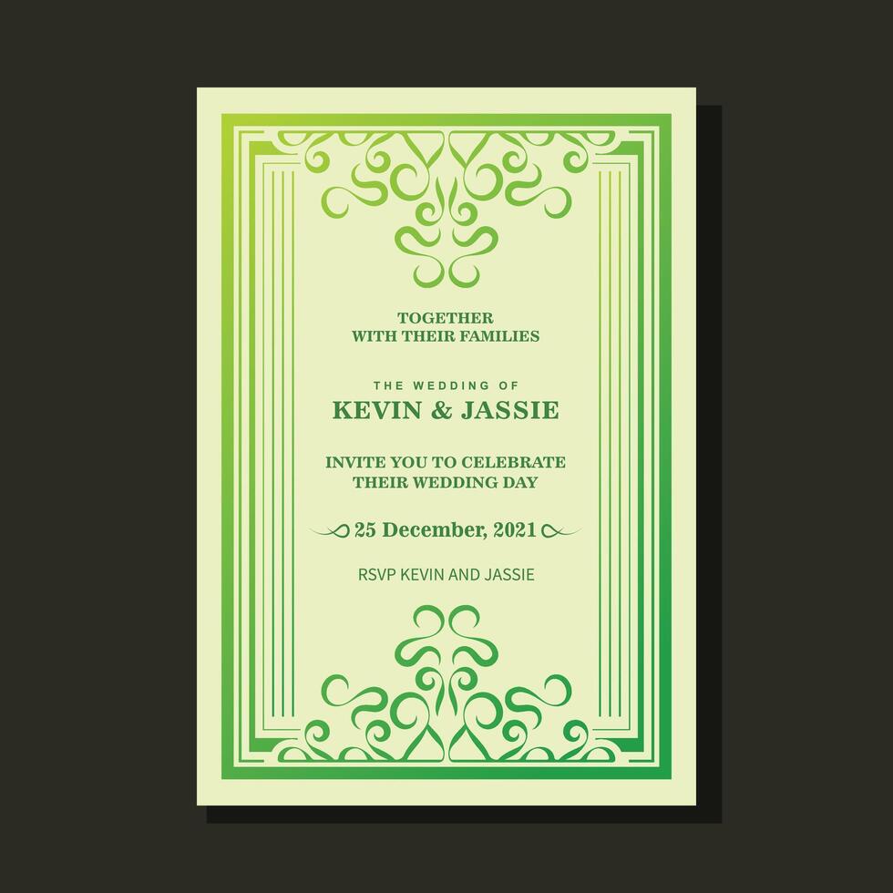 wedding invitation card with floral pattern vector