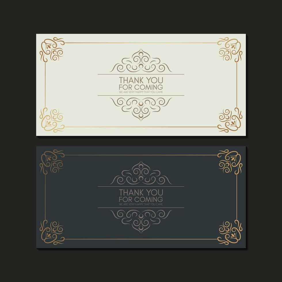 classic gold thank you wedding card vector