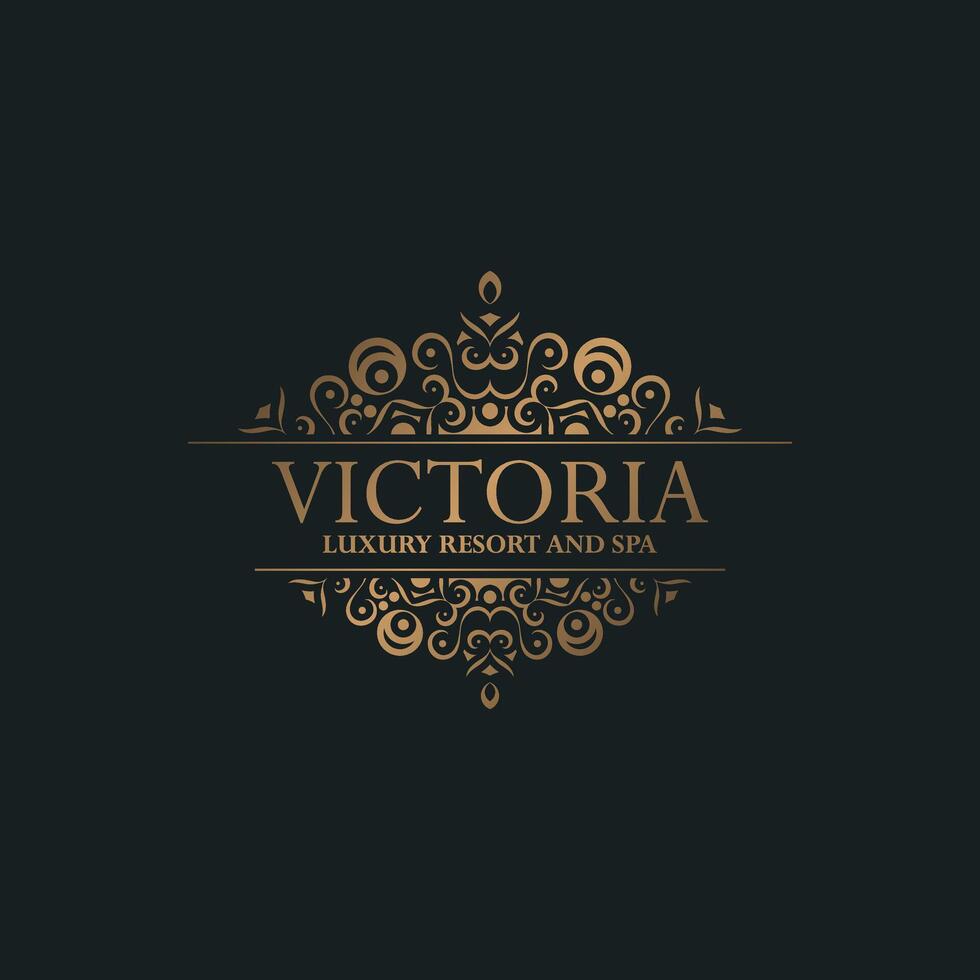 Luxury hotel label template. Trendy vintage royal ornament frames illustration. vector