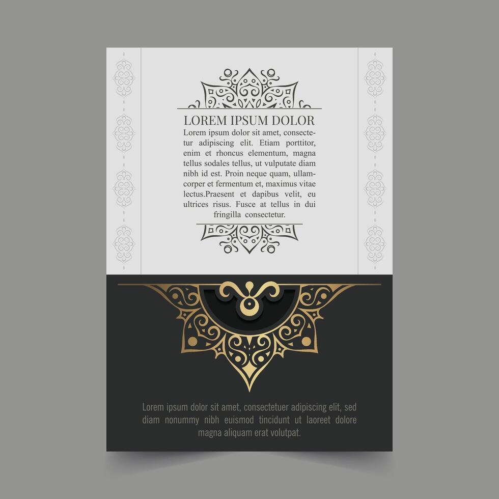 cover of elegant pattern motif in gold color vector
