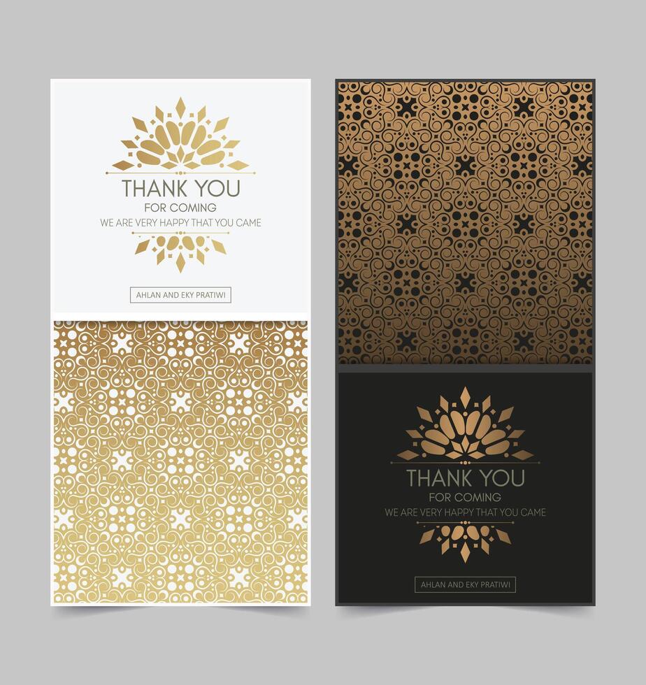 classic gold thank you wedding card vector
