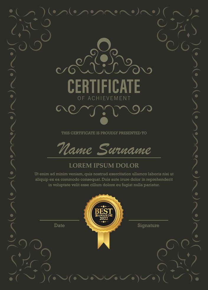 Classic certificate of achievement award template vector