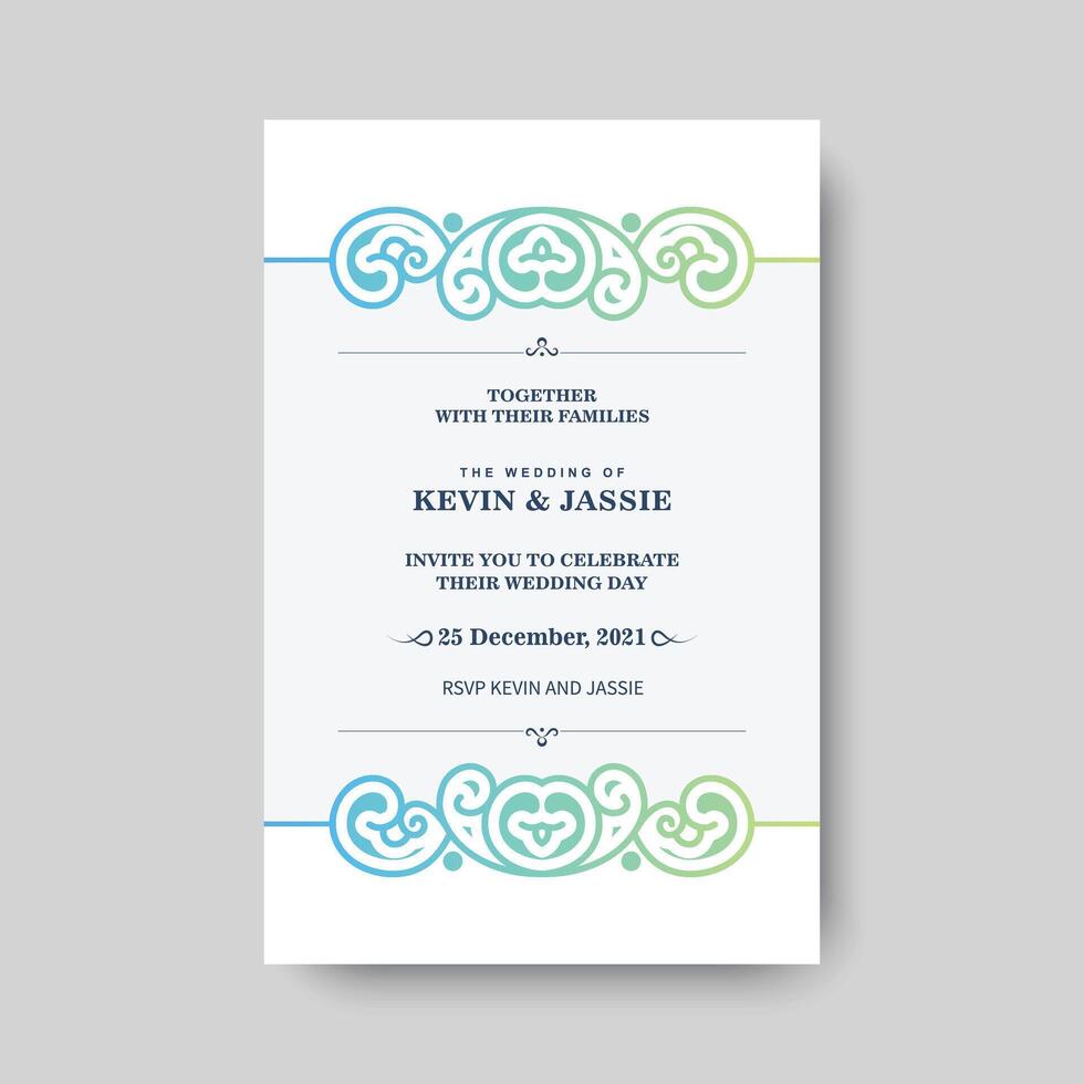 gradient retro wedding invitation template vector