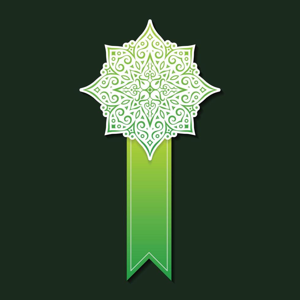 elegant green mandala ribbon design vector