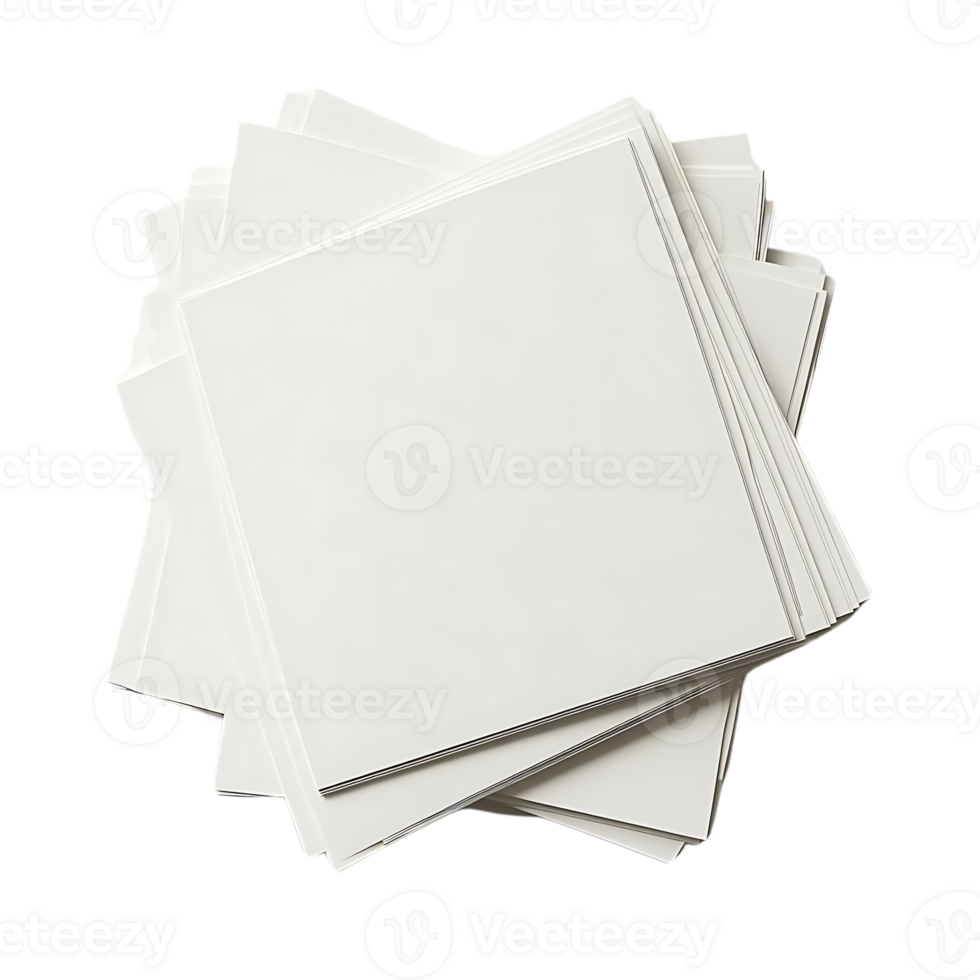 Stack of Blank White Paper Sheets with a Transparent Background - Perfect for Mockups and Designs png