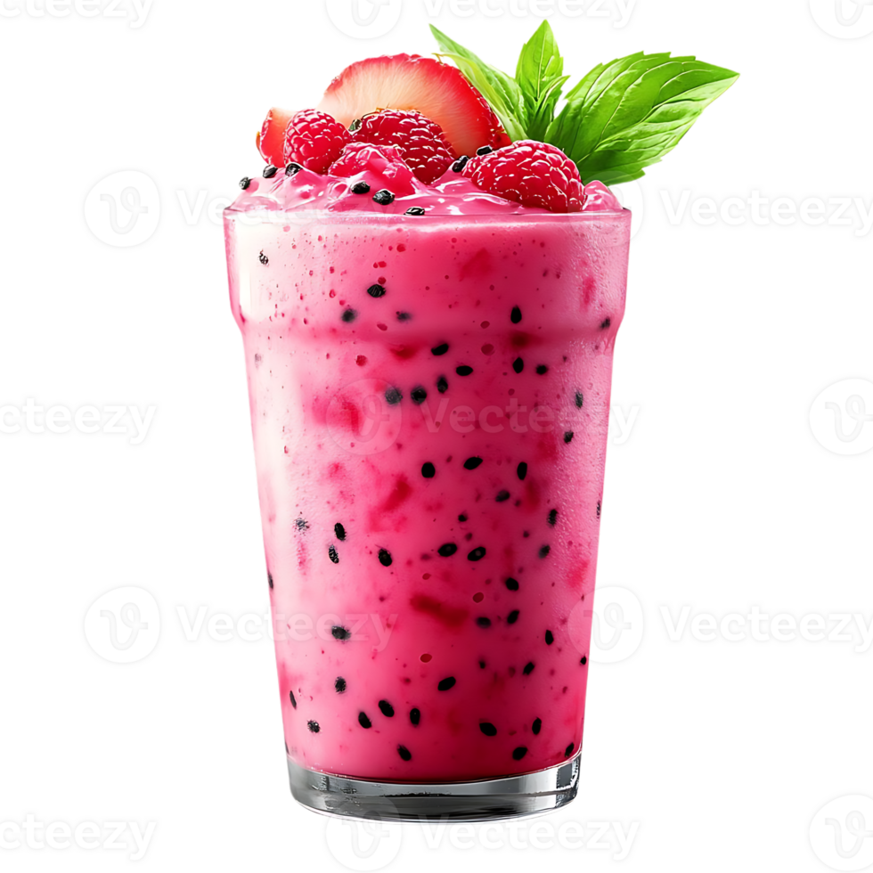 Refreshing Strawberry and Raspberry Smoothie with a Transparent Background png