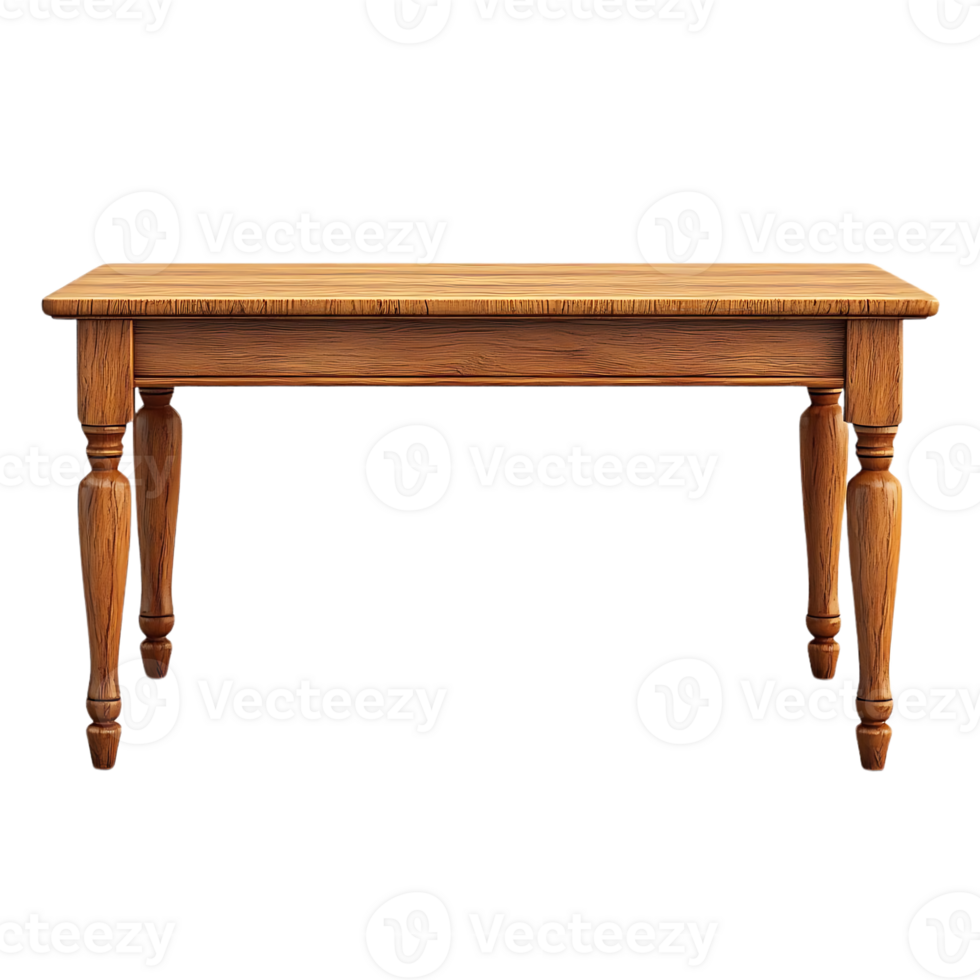 Wooden Table with Turned Legs on a Transparent Background png