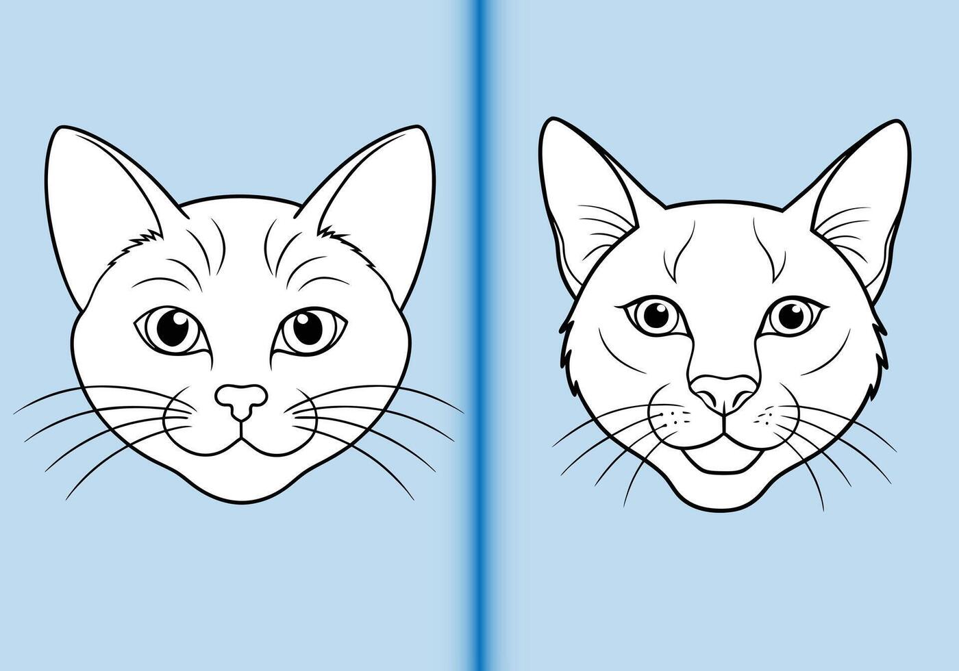 Cat face line art design vector