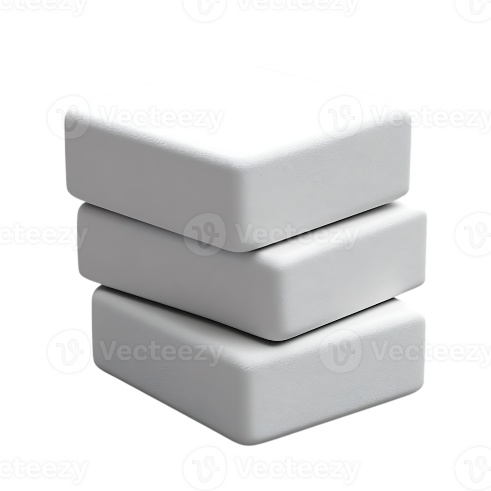 Stack of Three White Cubes with Transparent Background png