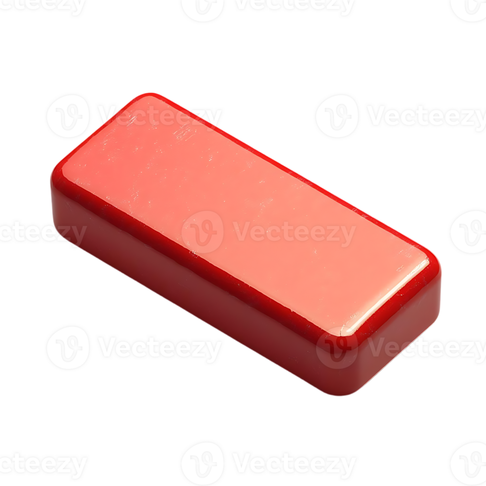 Red Rectangular Block with Glossy Finish and Transparent Background png