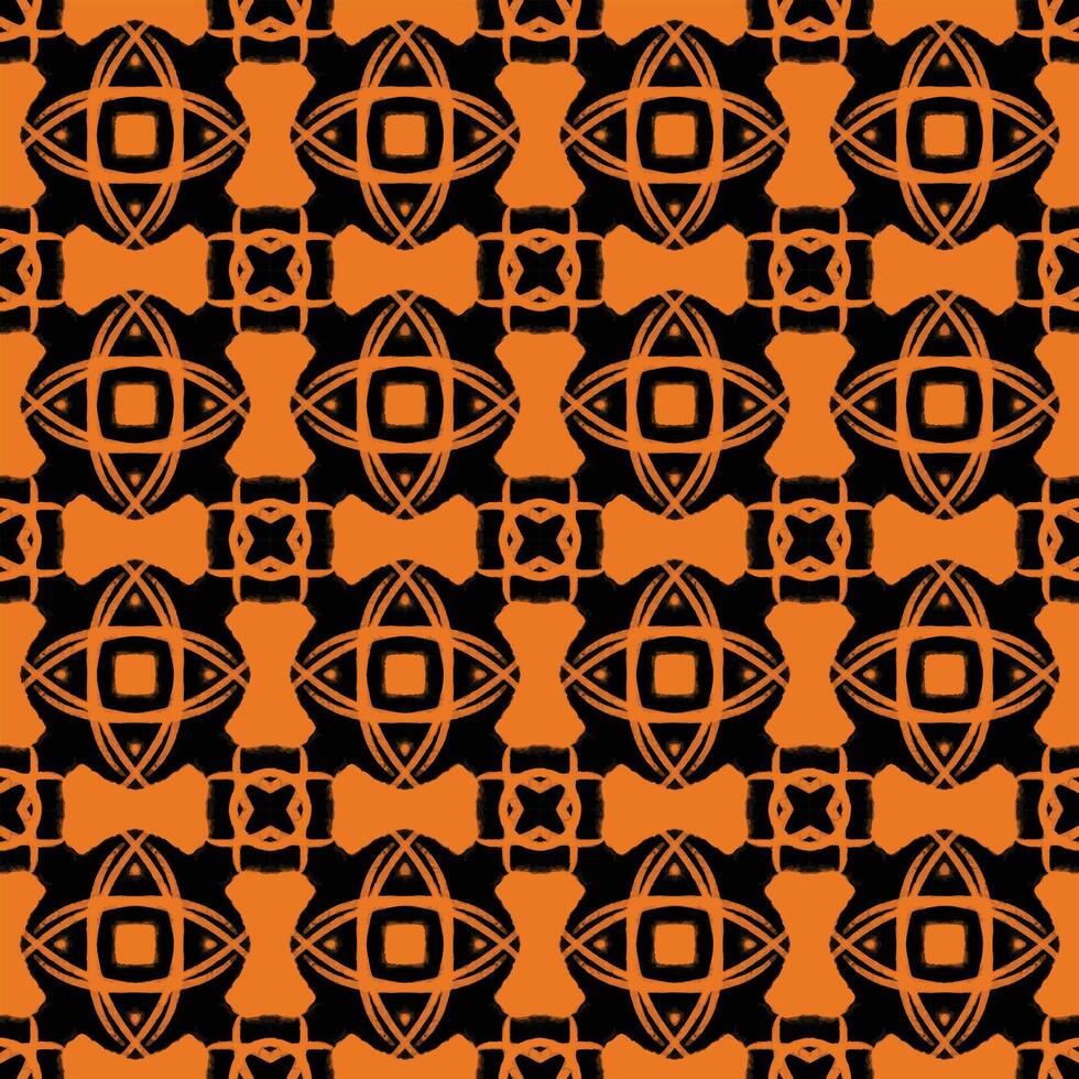 Halloween seamless pattern vintage retro style Repeating pattern of black and orange Halloween elements vector