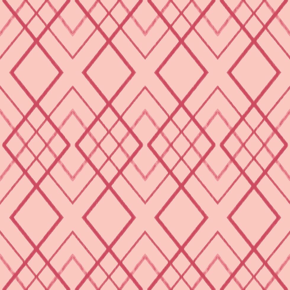 Pink Ikat ethnic seamless pattern Embroidery style A seamless pattern of overlapping pink diamonds on a light pink background. vector