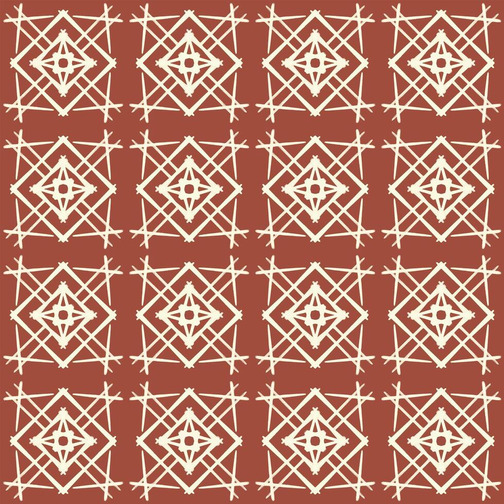 Ikat Brown ethnic seamless pattern Embroidery style Ikat cream design on a brown background repeated endlessly vector
