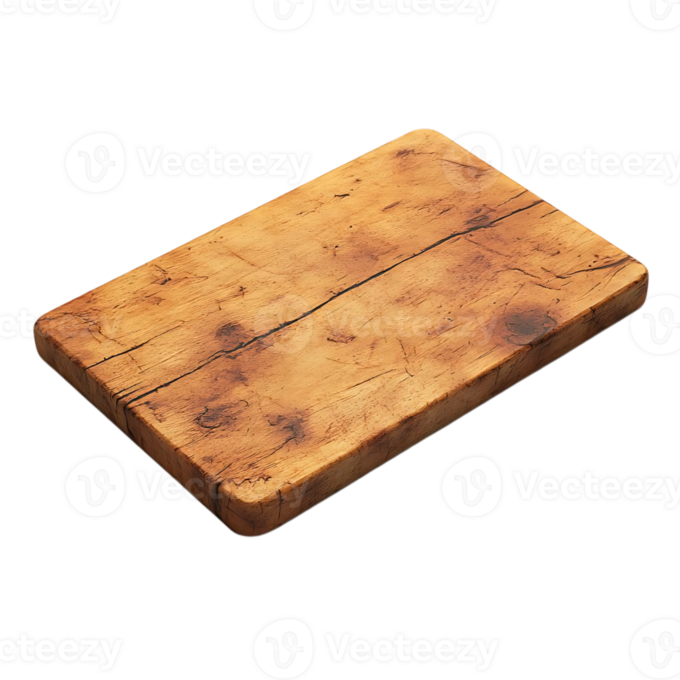 Wooden Cutting Board with Transparent Background, Perfect for Kitchen Decor and Food Photography png