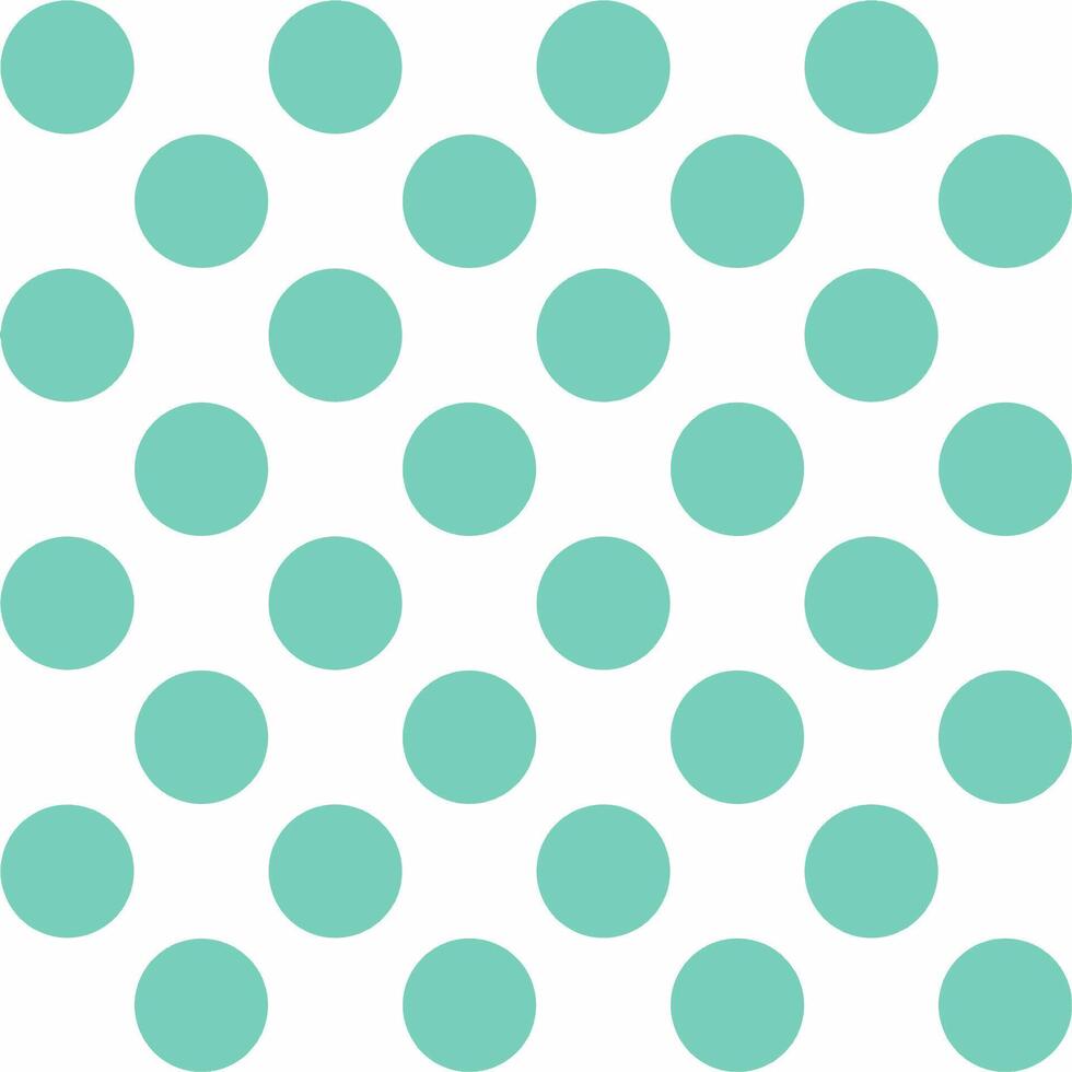A fresh and modern pattern of minty green polka dots on a bright white background. vector