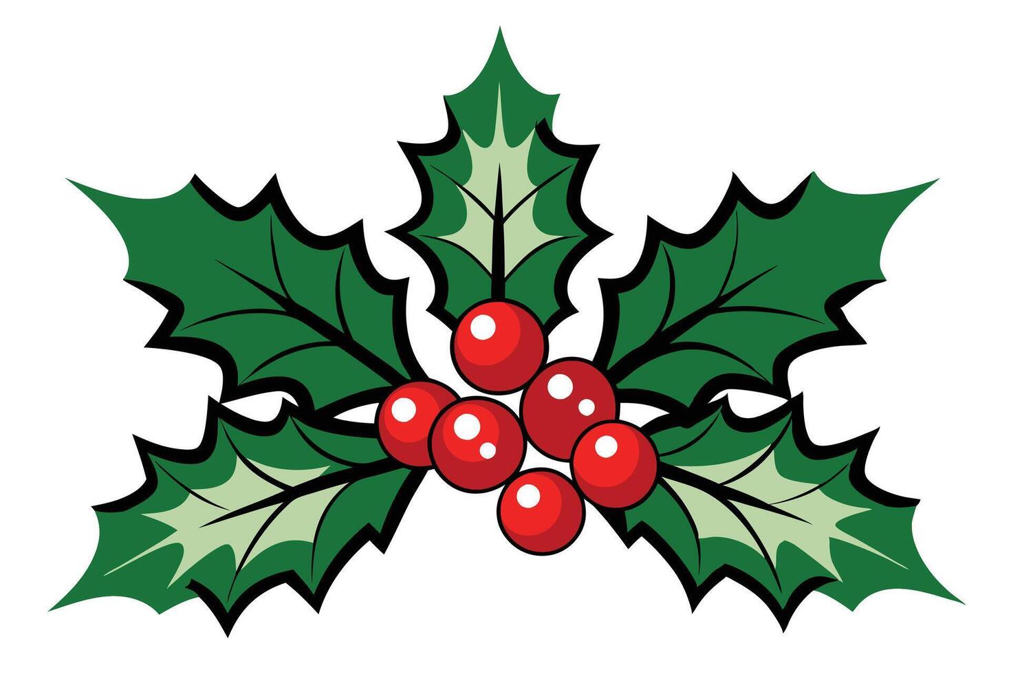 holly berries and leaves illustration vector