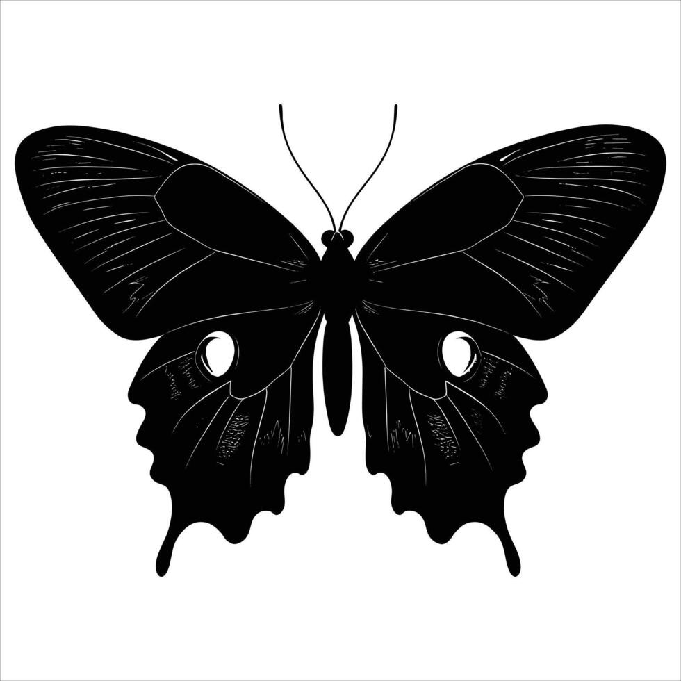 Mythical butterfly silhouette illustration vector