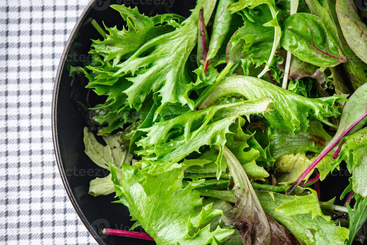 salad green leaves mix salad fresh meal food snack on the table copy space food background rustic top view keto or paleo diet vegetarian vegan food photo