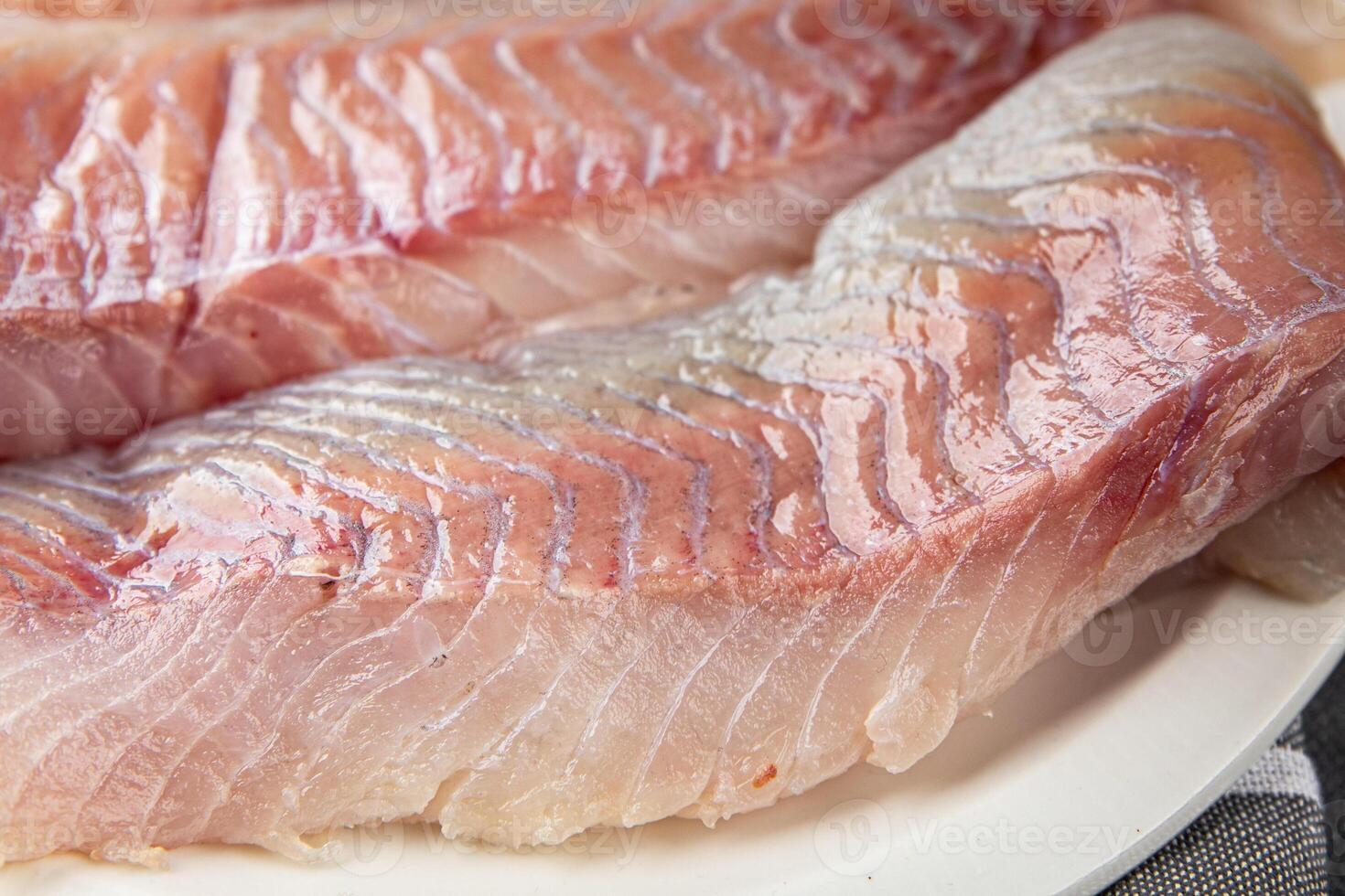 fillet raw white fish cod or halibut fresh meal food snack on the table copy space food background rustic top view photo