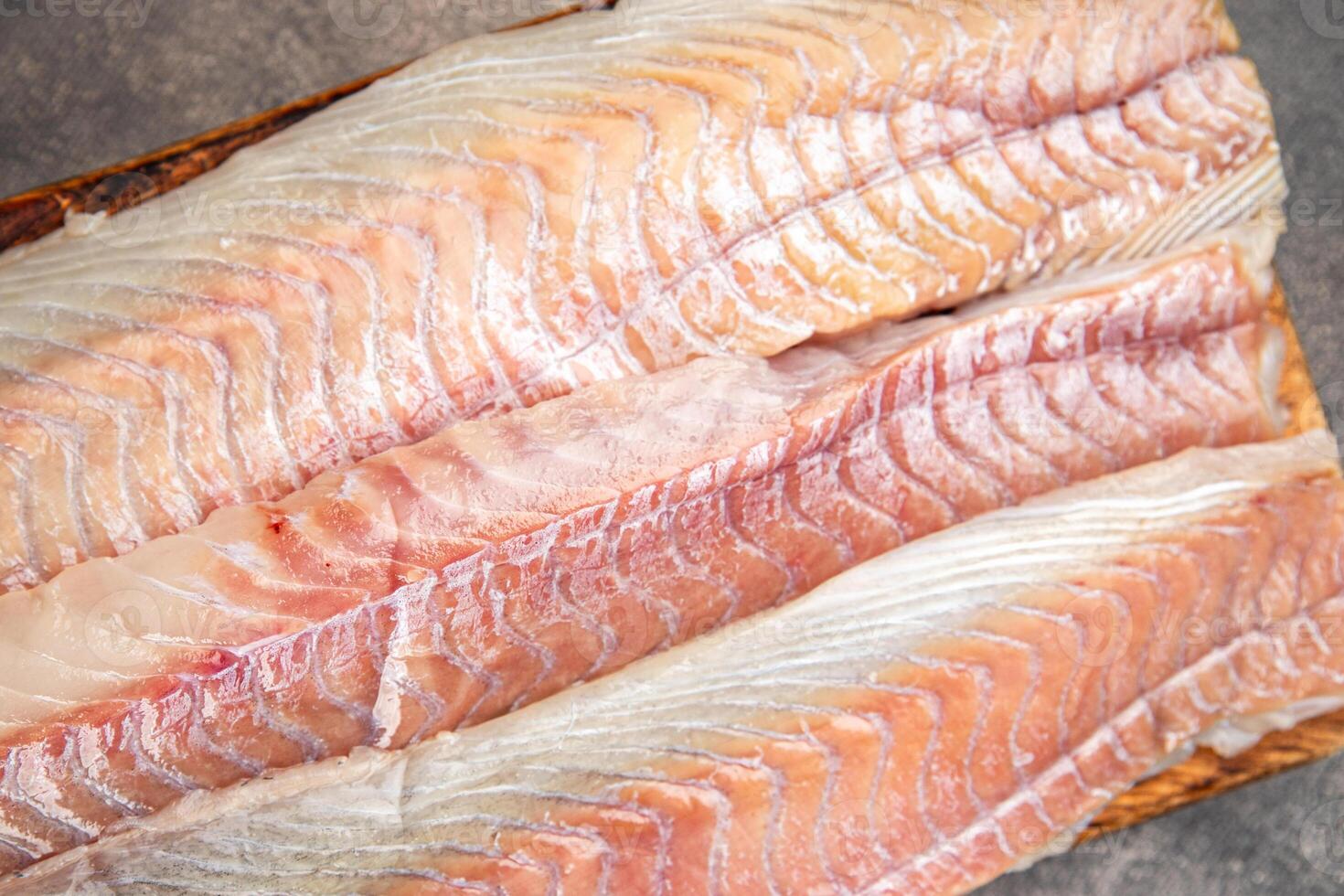 fillet raw white fish cod or halibut fresh meal food snack on the table copy space food background rustic top view photo