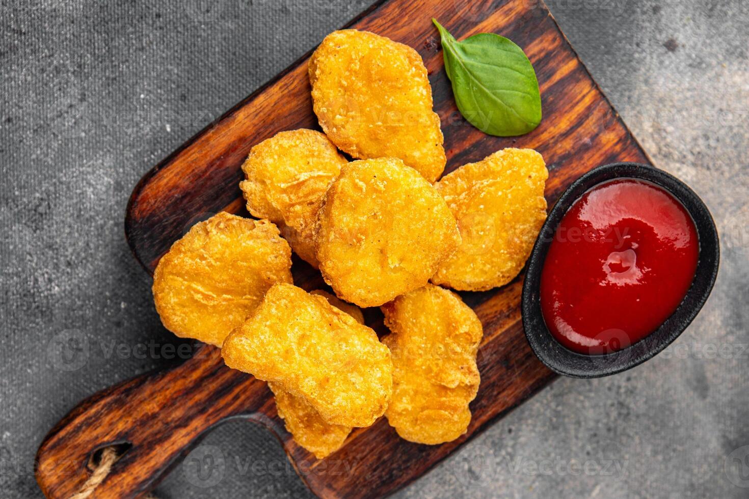 nuggets chicken meat deep fried fresh meal food snack on the table copy space food background rustic top view photo