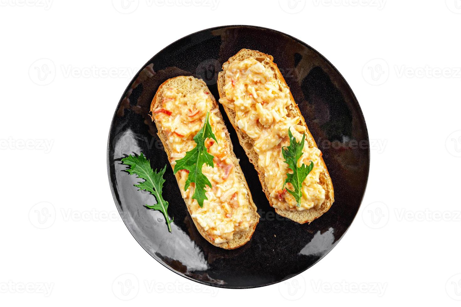 smorrebrod salad spread surimi and crab sticks, mayonnaise fresh meal food snack on the table copy space food background rustic top view photo