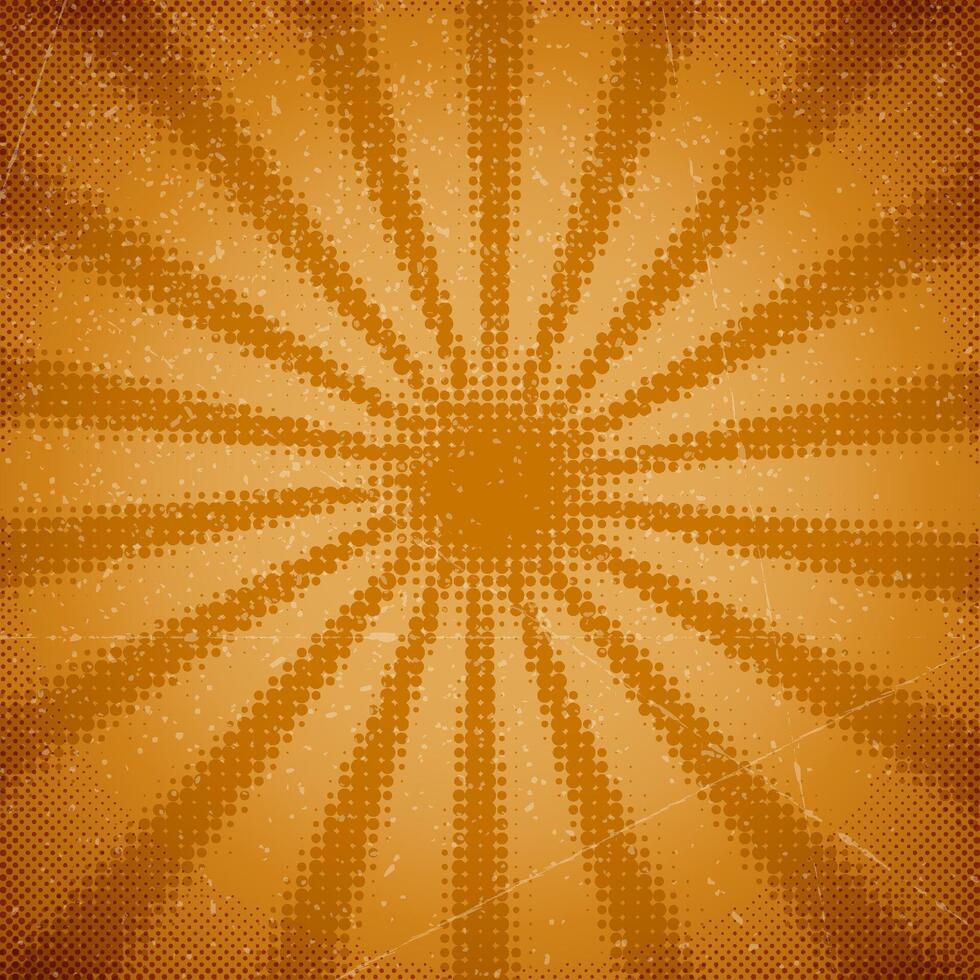 Vintage card with halftone sun rays vector