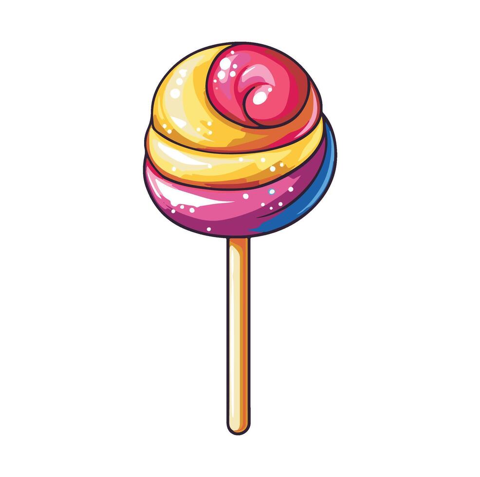 cartoon illustration lollipop candy on stick, vector