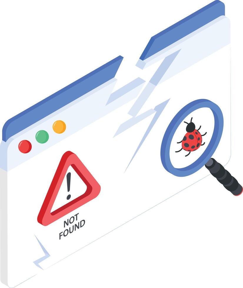 404 Error Page with Bug Magnifier vector