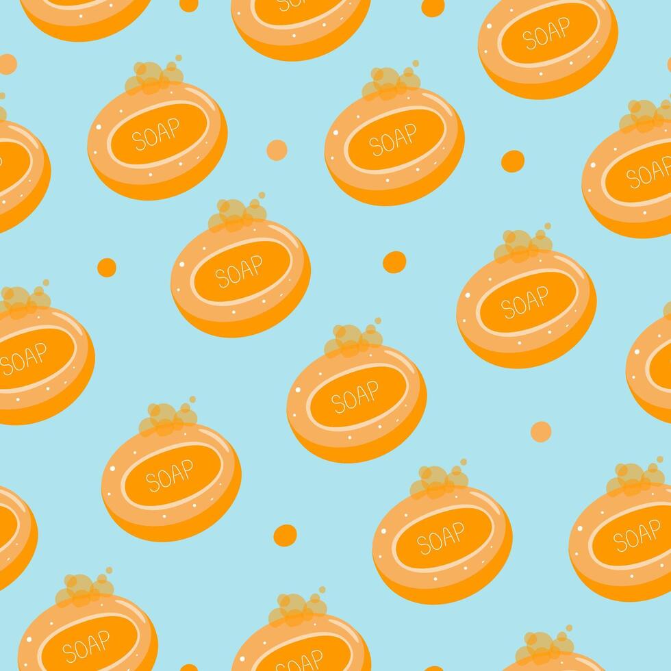 Seamless pattern with pieces of orange soap on a blue background vector