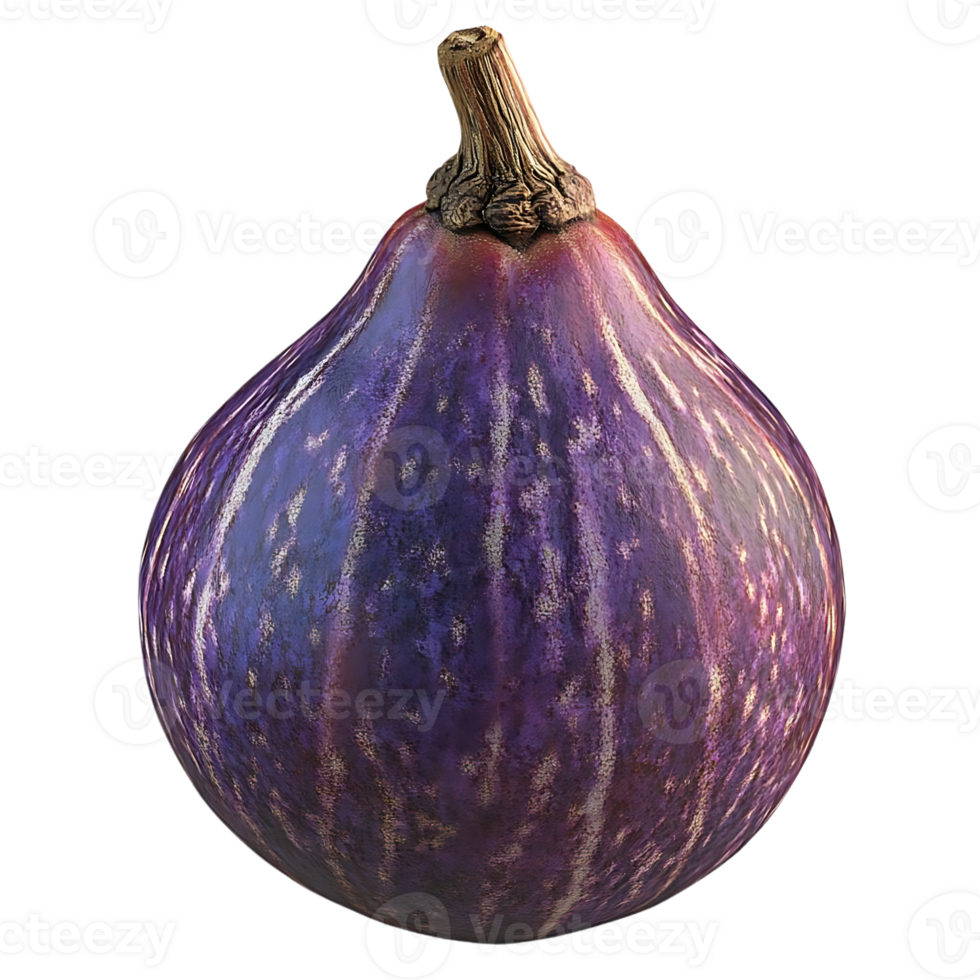 Striped Purple Fig Isolated on Transparent Background, Ripe Fruit with Smooth Skin and Sweet Taste, Delicious Fig Variety png