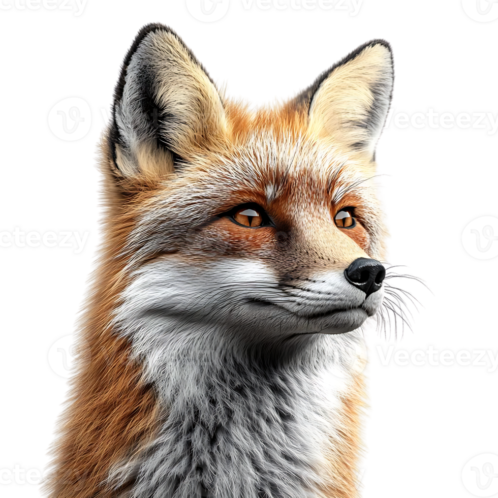 Red Fox with Transparent Background, A Majestic Look with Intricate Details png