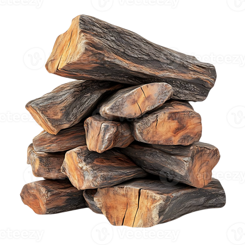 Stacked Wooden Logs with a Transparent Background, a Perfect Asset for Rustic Designs png