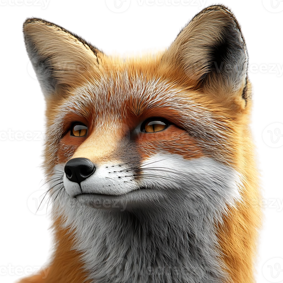 A Curious Red Fox with a Transparent Background, Gazing Intently at Something in the Distance png