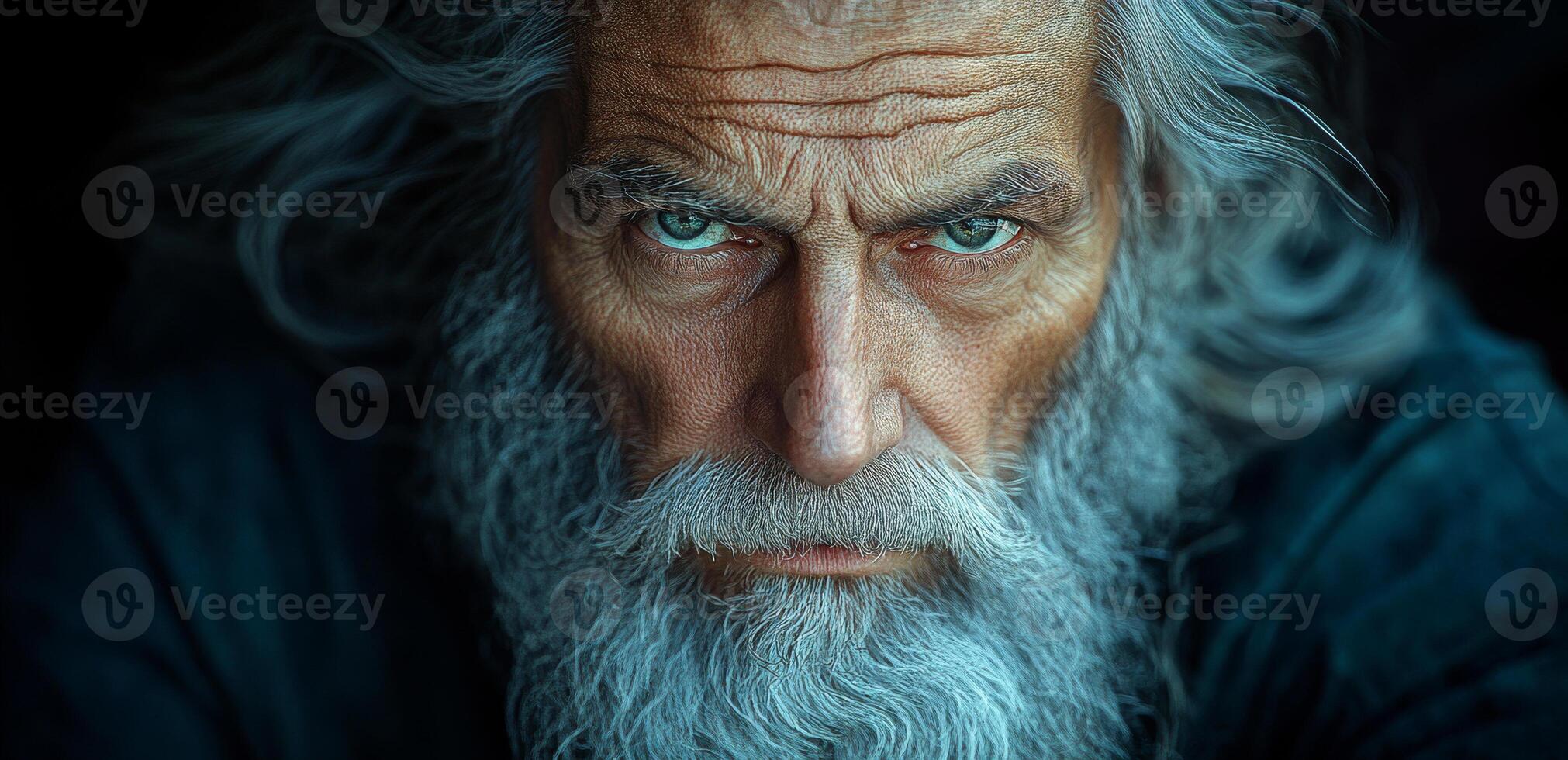 A man with a beard and a beard is looking at the camera photo