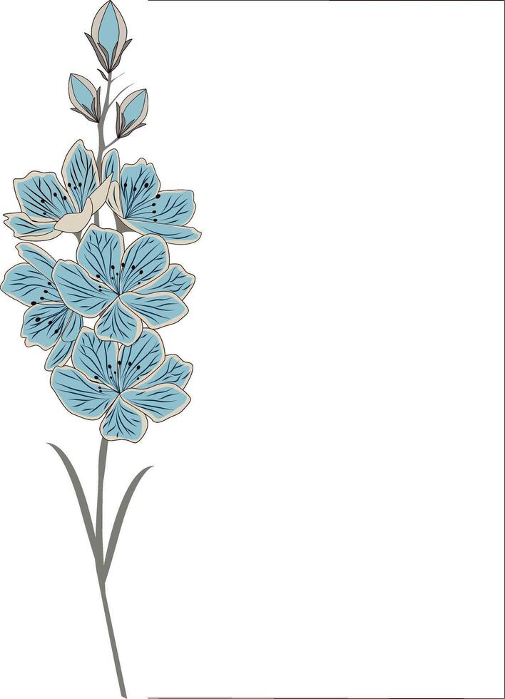 Wedding invitation card with delicate blue and beige flower. vector
