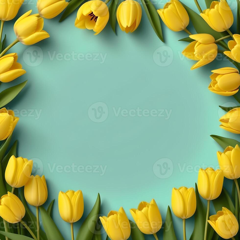 Send warm wishes with a vibrant illustration perfect for Mother's Day, complete with tulip flowers and copy space for your personal touch. photo