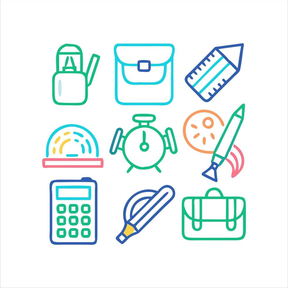 Back to school theme icon set vector